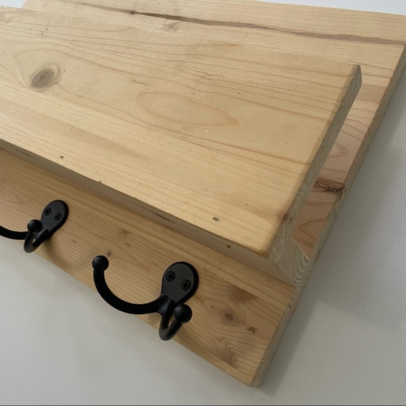 Montessori Natural Hardwood Entryway Shelf with Hooks - Picture 2 of 12